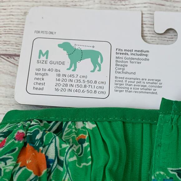 Boots & Barkley Green Floral Pet Dog Dress Size Medium Up to 40lbs - Picture 10 of 12